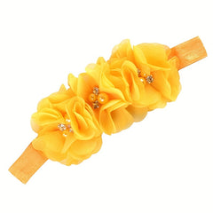 Chiffon Flower Headband Faux Pearl Decorative Hair Accessories for Baby Girls