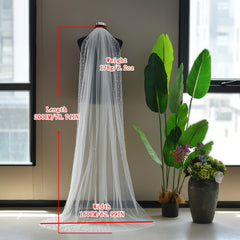 Lace Church Veil with Crystal Embellishments for Weddings
