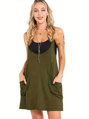 Casual Two-piece Set Scoop Neck Dress & Tank Top