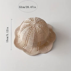 Baby Bucket Straw Hat Summer Hollow Sunscreen Beach Accessories