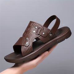 Men's Embossed Sandals Durable Non Slip Outdoor Slides Sandals
