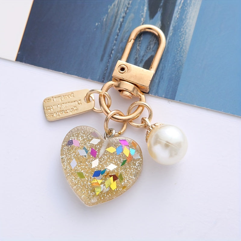 Women's Heart Shaped Pendant Keychain Bag Decor Year Gift