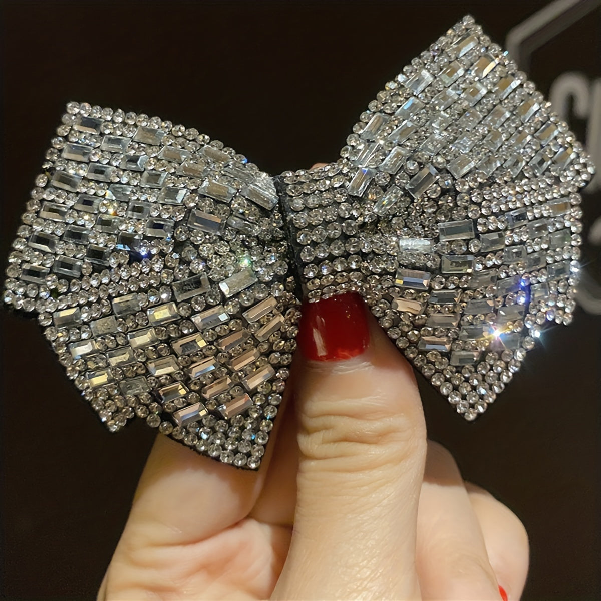 Crystal Rhinestone Bow Scrunchies Hair Tie Elastic Ponytail Holder