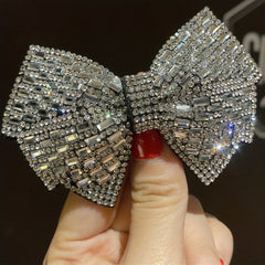 Crystal Rhinestone Bow Scrunchies Hair Tie Elastic Ponytail Holder