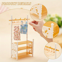 Dollhouse Furniture Plastic Clothes Rack & Shelves Dresser Mixed Colors