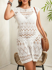 Eyelet Embroidery Split Thigh Cover Up Without Bikini