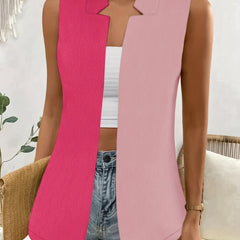 Casual Open Front Block Vest for Women