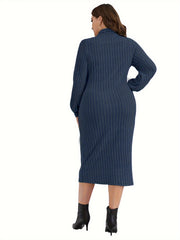 Ribbed Lantern Sleeve Bodycon Midi Dress