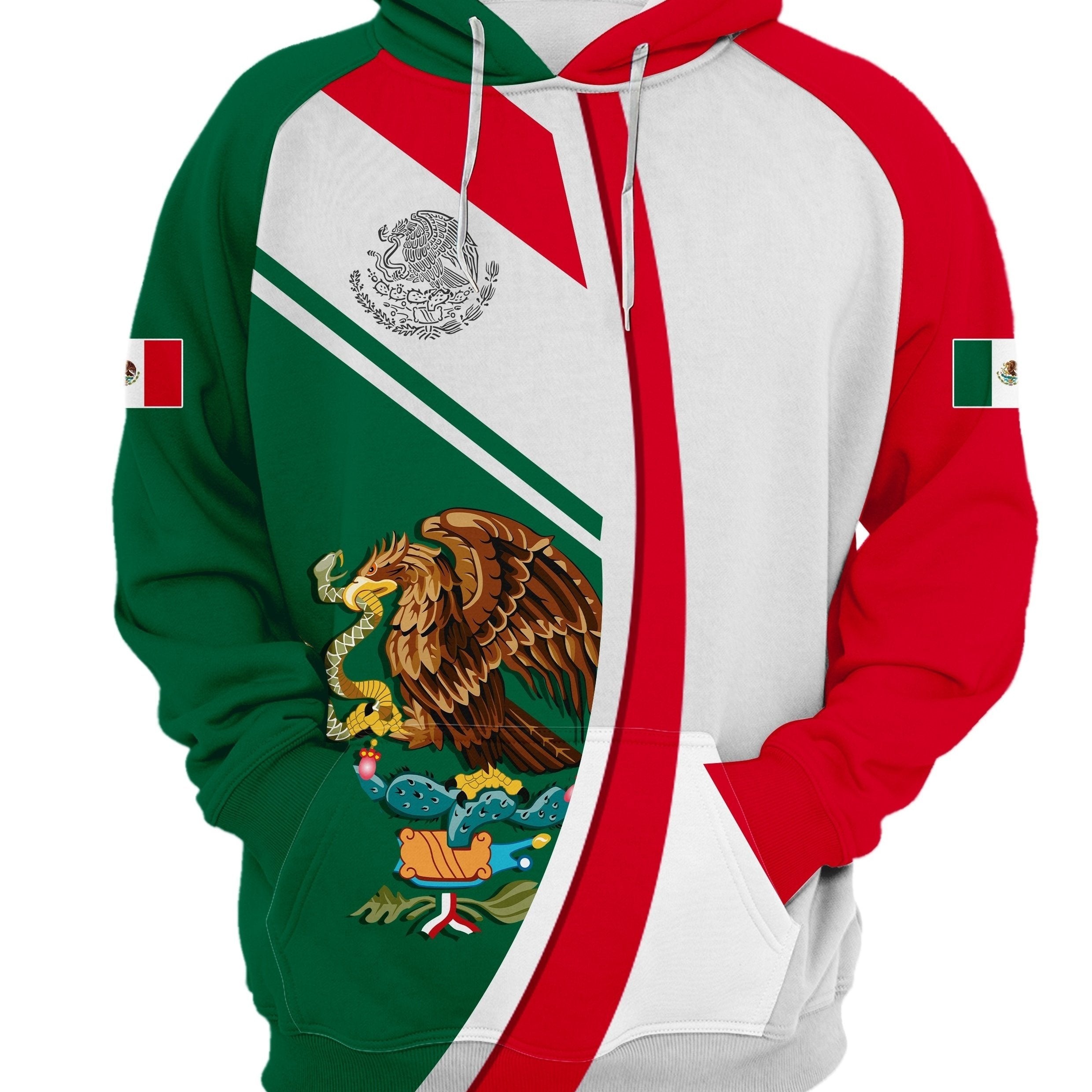 Mexico Pattern Print Hoodie Men's Casual Graphic Pullover Hooded Sweatshirt