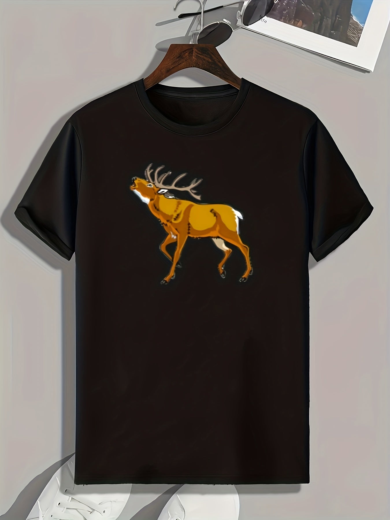 Deer Print Men's Graphic T-shirt Casual Comfy Tees For Summer