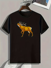 Deer Print Men's Graphic T-shirt Casual Comfy Tees For Summer