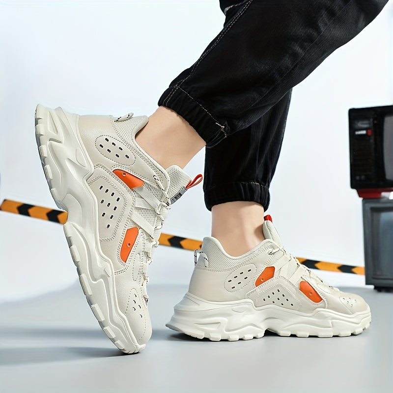Men's Faux Leather Chunky Sneakers For Gym