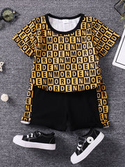 Toddler Boys Cotton T Shirt Matching Shorts Crew Neck Short Sleeve Tee Top Botto