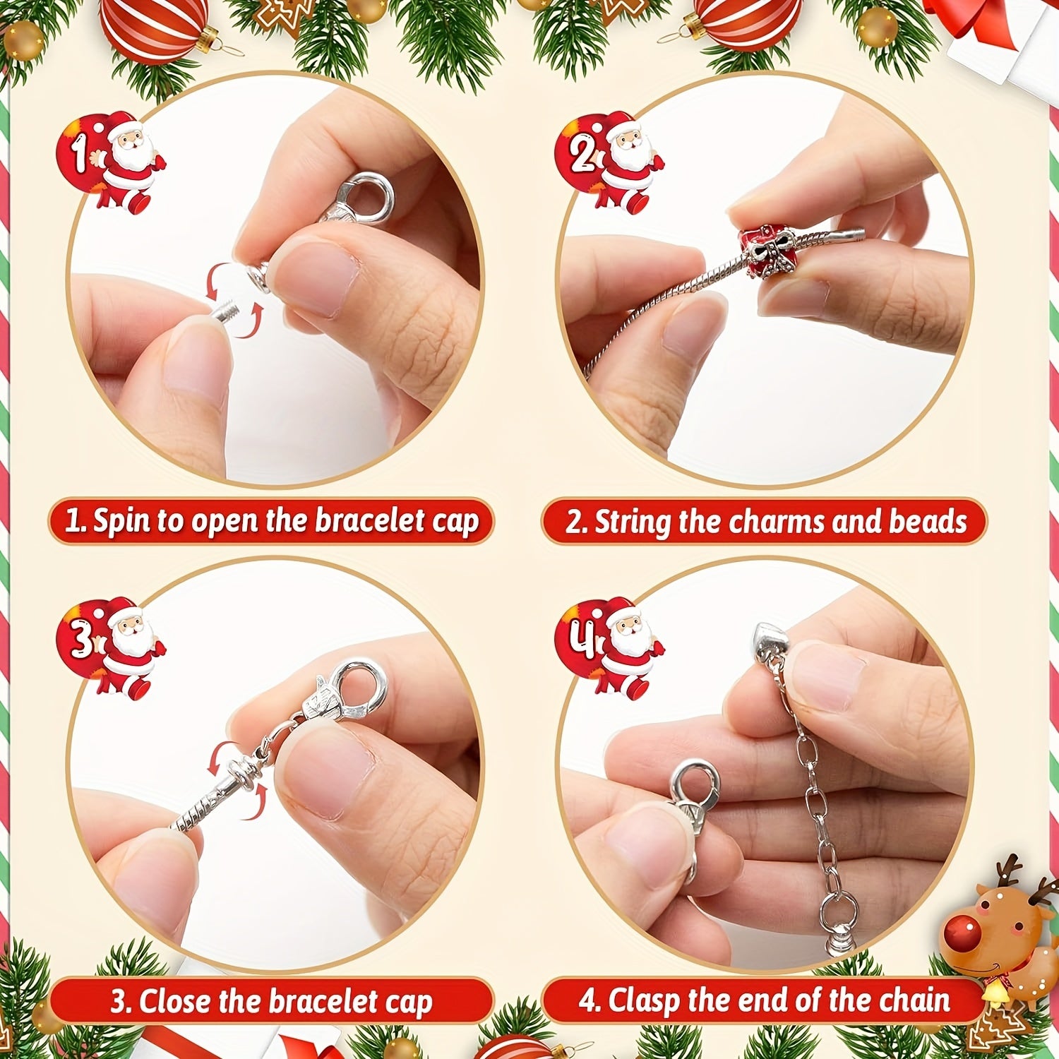 Christmas Advent Calendar 24 Days DIY Bracelet Making Kit for Girls
