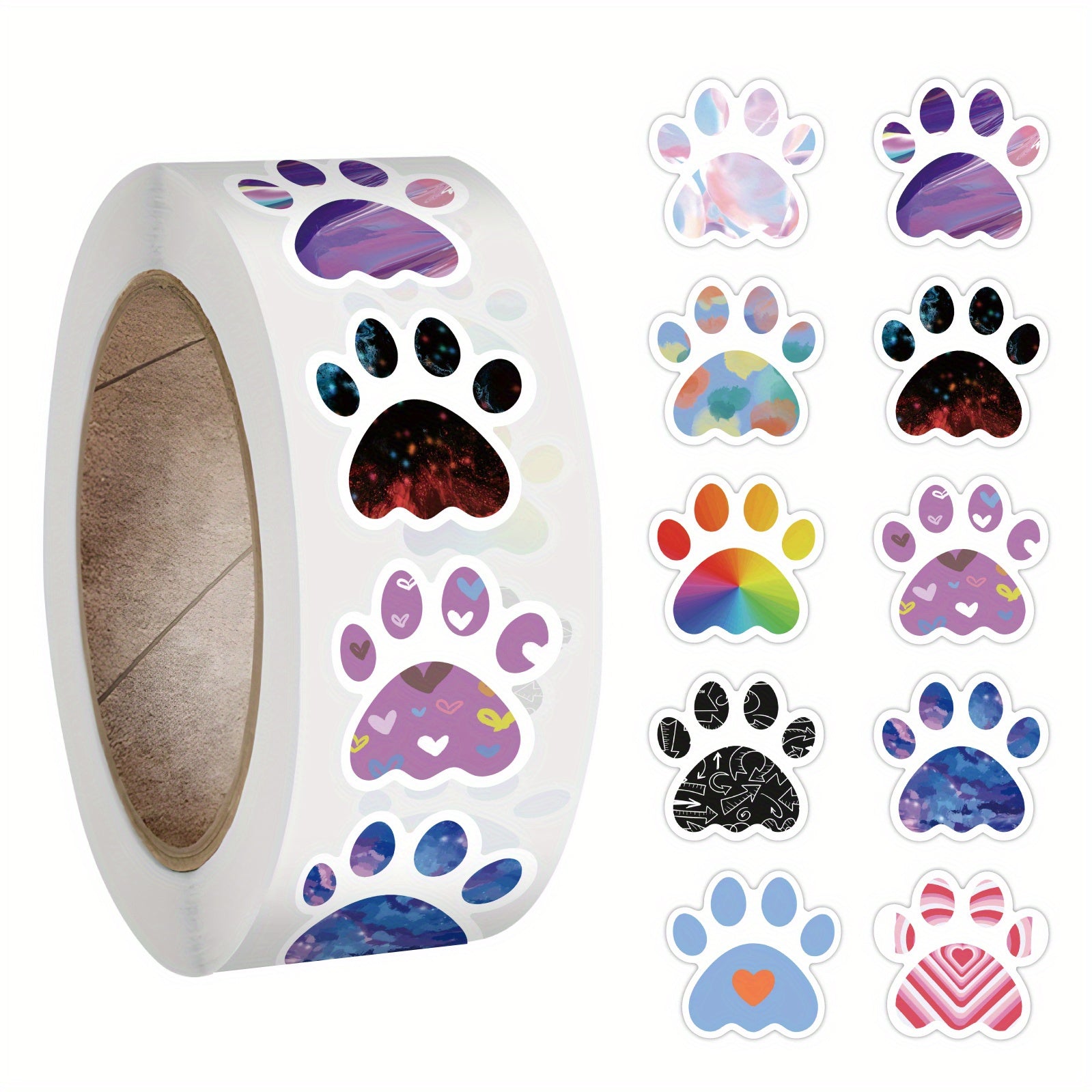 500PCS Animals Paw Print Sticker Roll Cat Dog Animals Paw Print Stickers