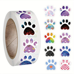 500PCS Animals Paw Print Sticker Roll Cat Dog Animals Paw Print Stickers