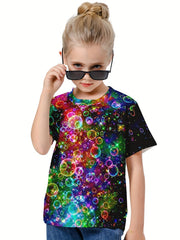 3D Colorful Bubble Graphic Short Sleeve T shirt Boys Girls Summer Top