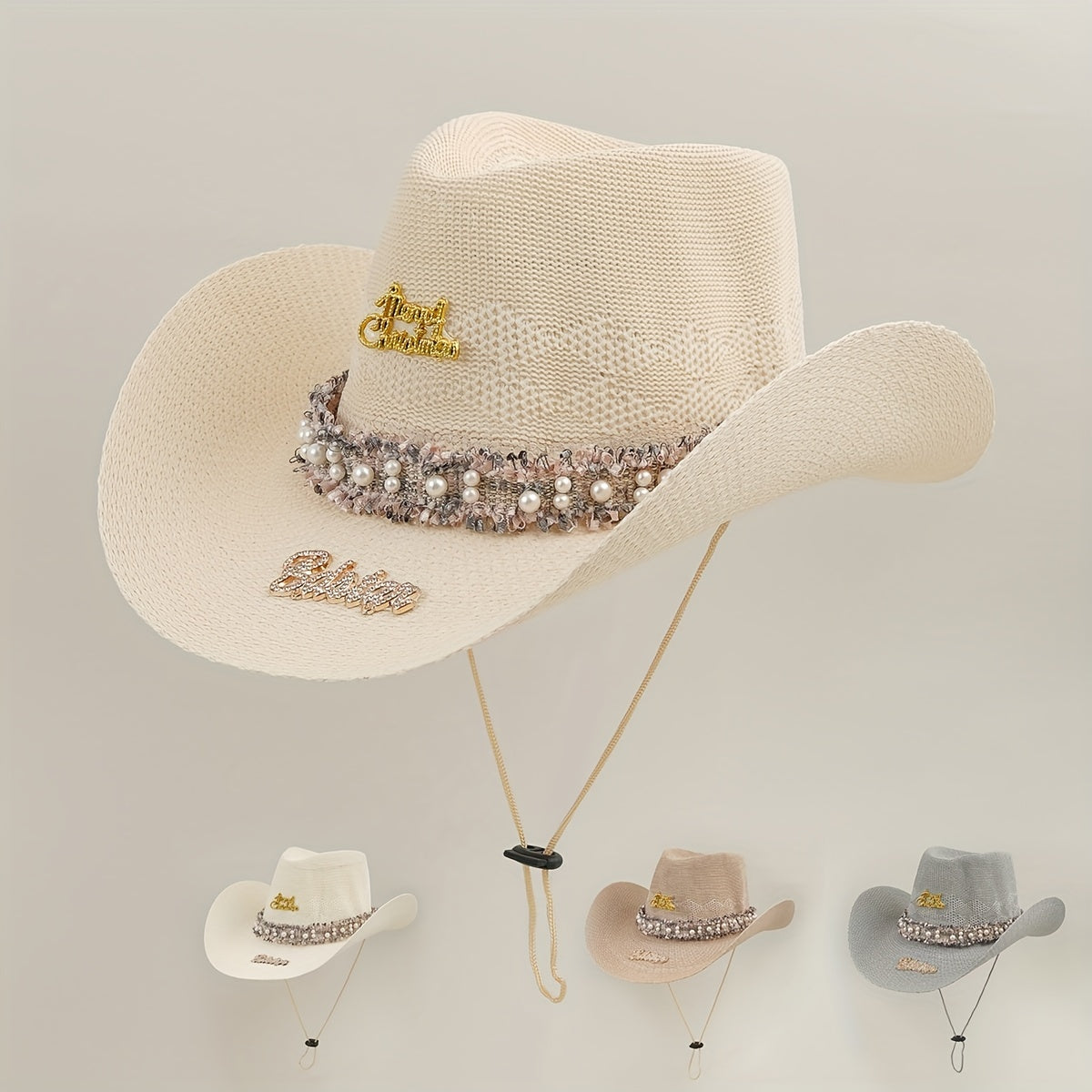 Vintage Faux Pearl Fedora Cap Cowgirl Hat