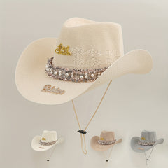 Vintage Faux Pearl Fedora Cap Cowgirl Hat