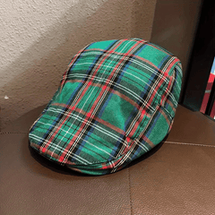 Plaid Pattern Beret British Style Vintage Newsboy Hat Unisex Flat Cap