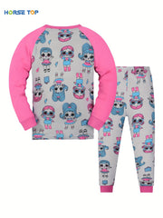 Girl's 2pcs Pajama Set Long Sleeve Top & Pants Loungewear Comfy PJ Set