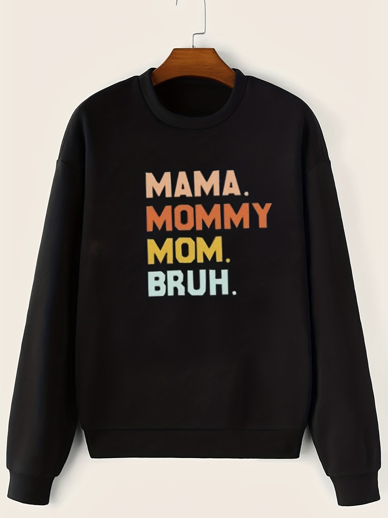 Colorful Letter Print Pullover Sweatshirt for Women