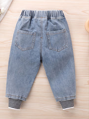 Girls Striped Denim Jeans for Autumn Winter