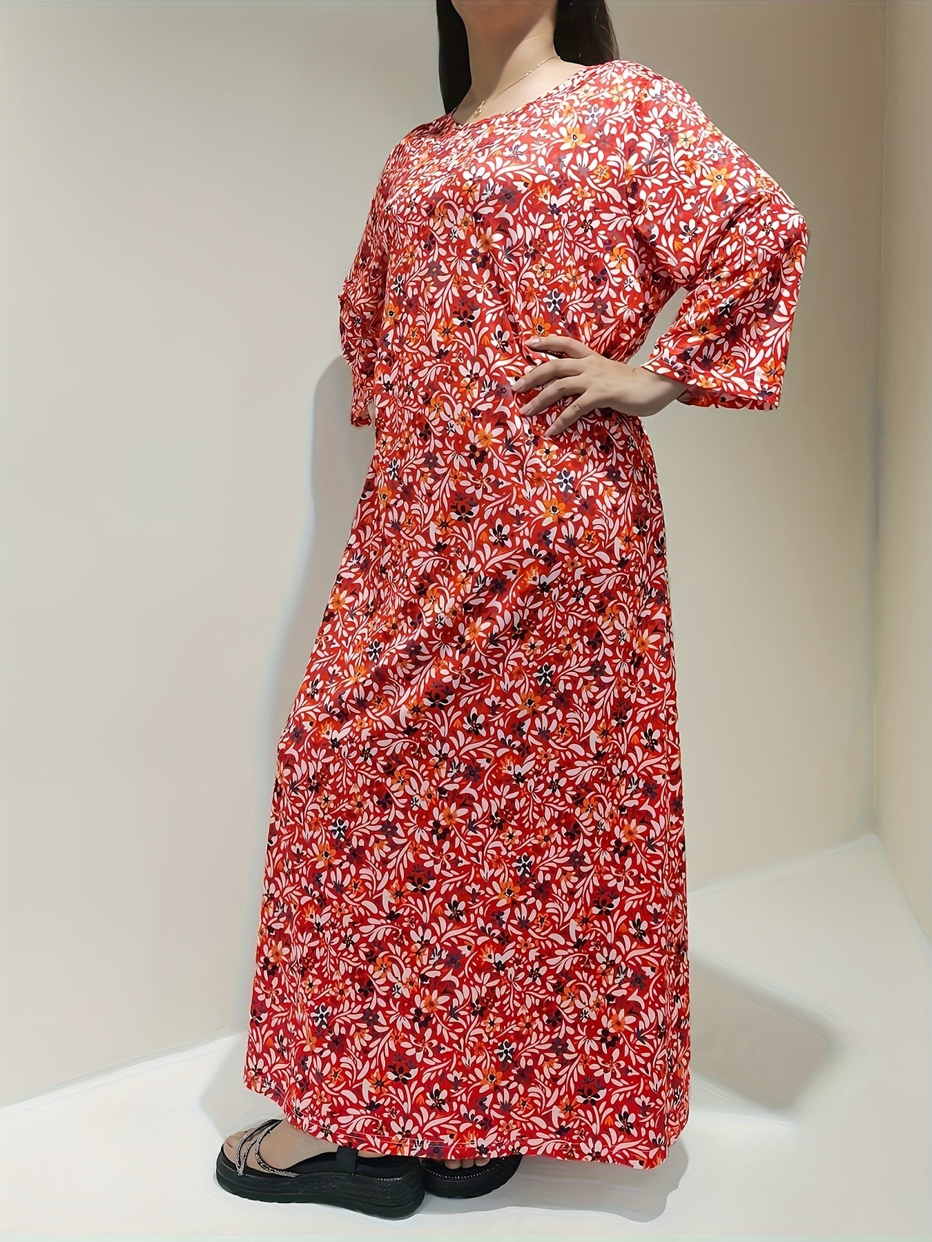 Boho Nightdress Women's Plus Allover Floral Print