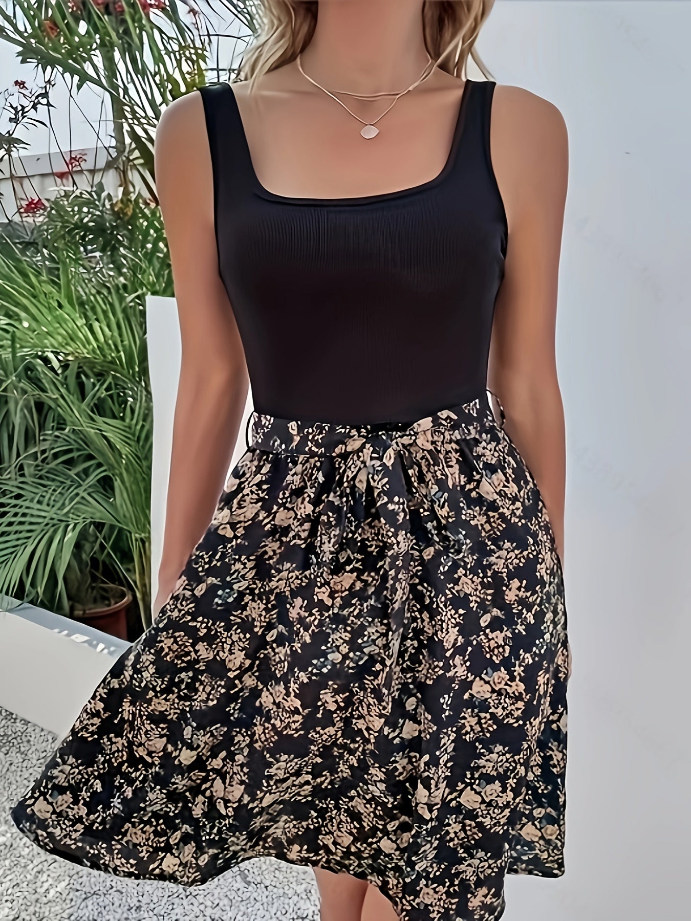 Floral Print Tank Dress Casual Sleeveless Dress Women's Clothing