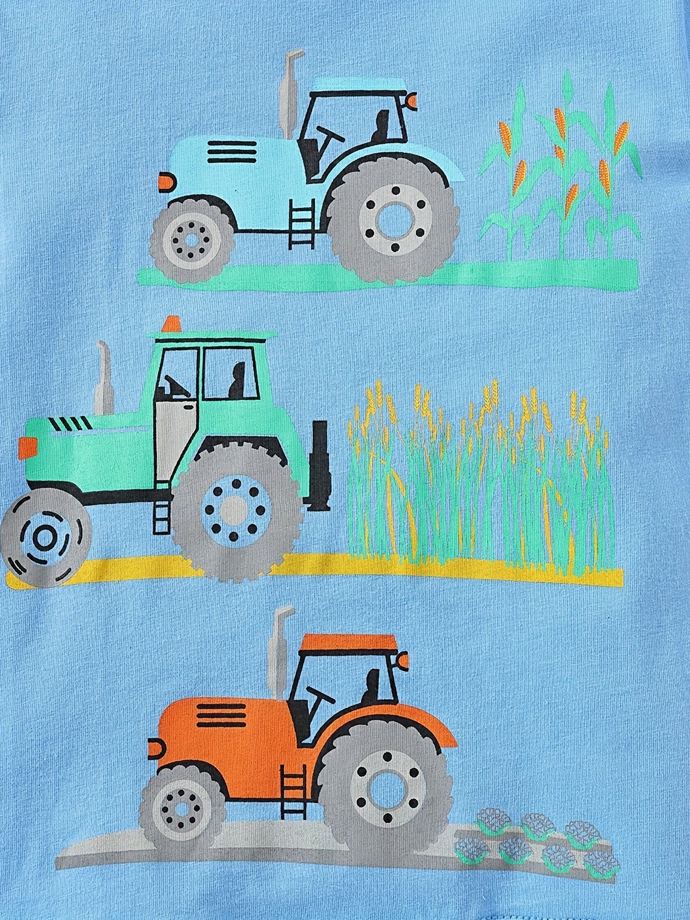 2pcs Boys Tractor Graphic Cotton T Shirt & Shorts Set For Summer