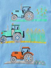2pcs Boys Tractor Graphic Cotton T Shirt & Shorts Set For Summer