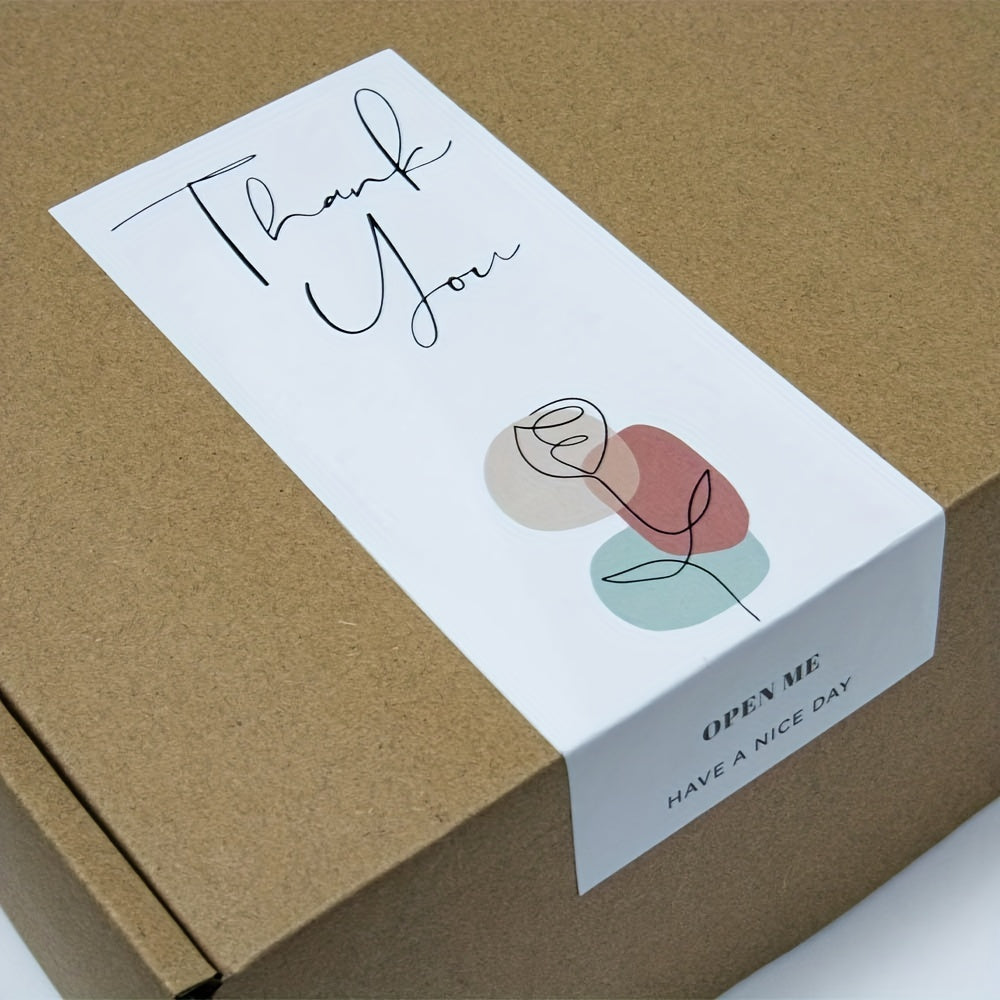 50pcs Thank You Sealing Stickers Rectangle for Packaging Box