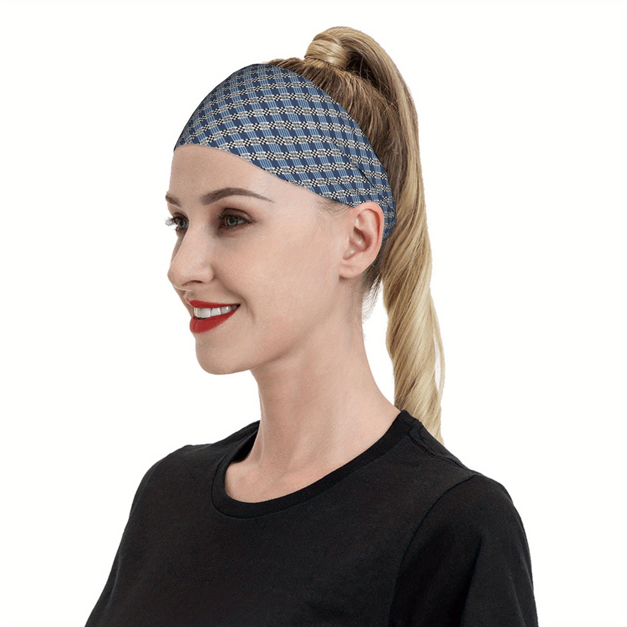 Check Plaid Breathable Headband for Sport & Casual Outfits