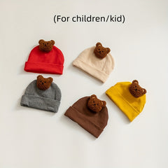 Cute Bear Dolls Cotton Baby Pullover Cap for Autumn and Winter