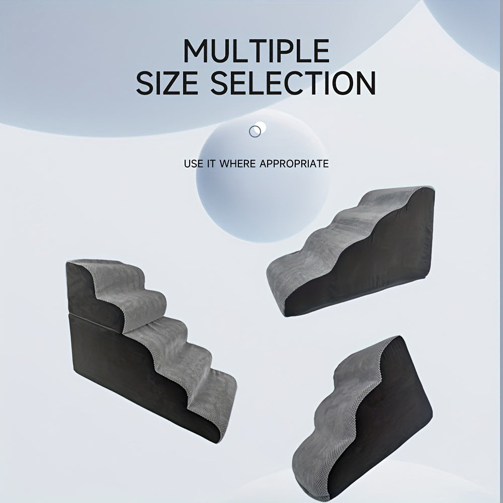 Memory Foam Pet Stairs with Small Storage - Dog Ramp for High Beds