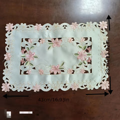 Pastoral Style Flower Embroidery Table Runner Set