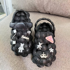 Women's Bubble Slippers With Charm Closed Round Toe Slippers