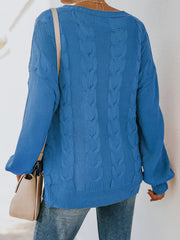 Solid Cable Lantern Sleeve Sweater