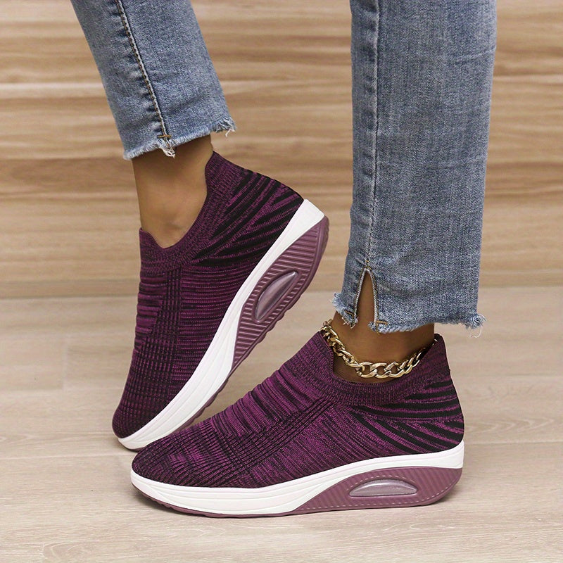Women's Breathable Platform Sneakers Slip On Air Cushion Shoes