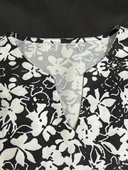 Floral Print Notched Neck Midi Dress Women's Clothing