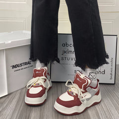 Women's Lace up Platform Skate Shoes Height Increased Sneakers