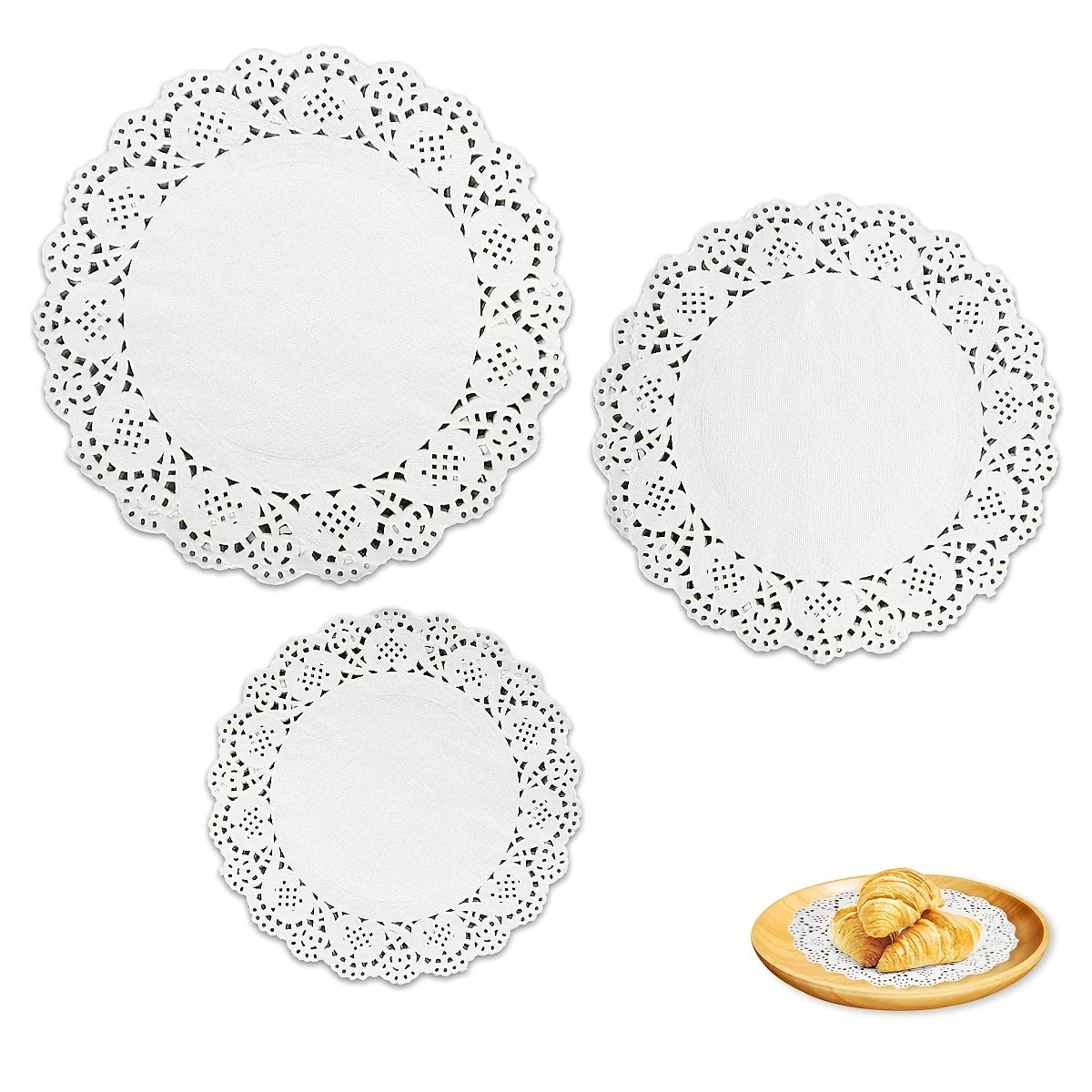 90pcs Lace Paper Doilies Round Cake Pads for Baking Dessert Cake Dec