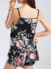 Floral Print Satin Pajama Set for Women