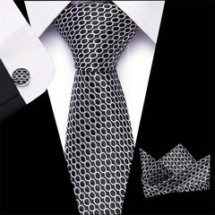 Polka Dot Tie Handkerchief Woven Classic Men's Necktie 3pcs Set