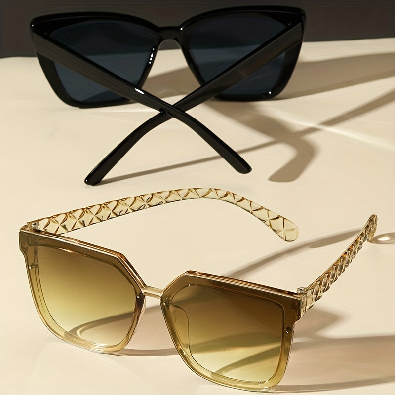 Square Frame Sunglasses Minimalist Solid Glasses Gradient Lens UV400