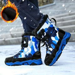 Boy's High Top Snow Boots Warm Fleece Cozy Non slip Boots