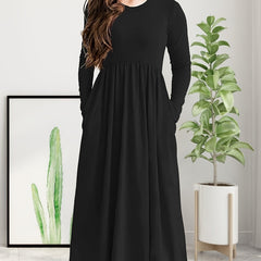 Long Sleeve Pockets Maxi Dress Girls Spring Fall Casual Dress