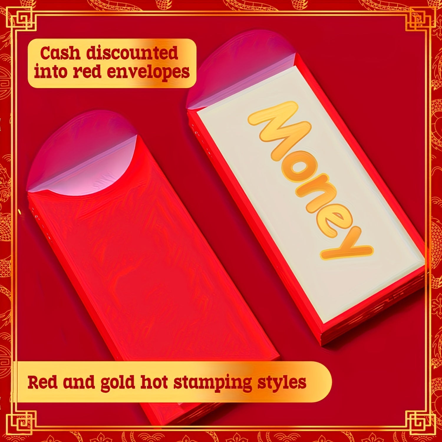 6pcs Red Envelopes 3D Embossed Lucky Money Pockets Wedding Supplies