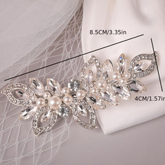 Silvery Faux Pear Hair Pin Rhinestone Hair Clip Wedding Hair Accessory