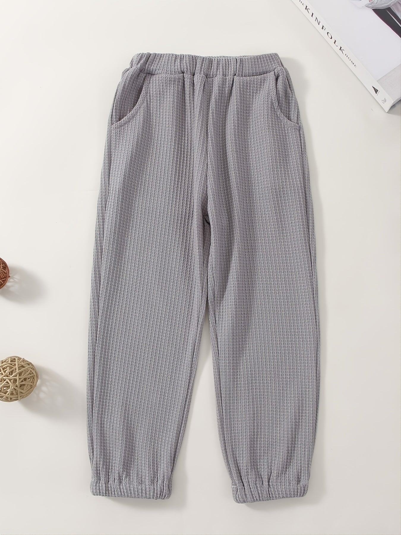 3pcs Toddler Boys Solid Sweatpants With Pocket
